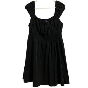 Women's OLD NAVY Empire Waist Cap Sleeve Milkmaid Peasant Mini Dress BLACK Large